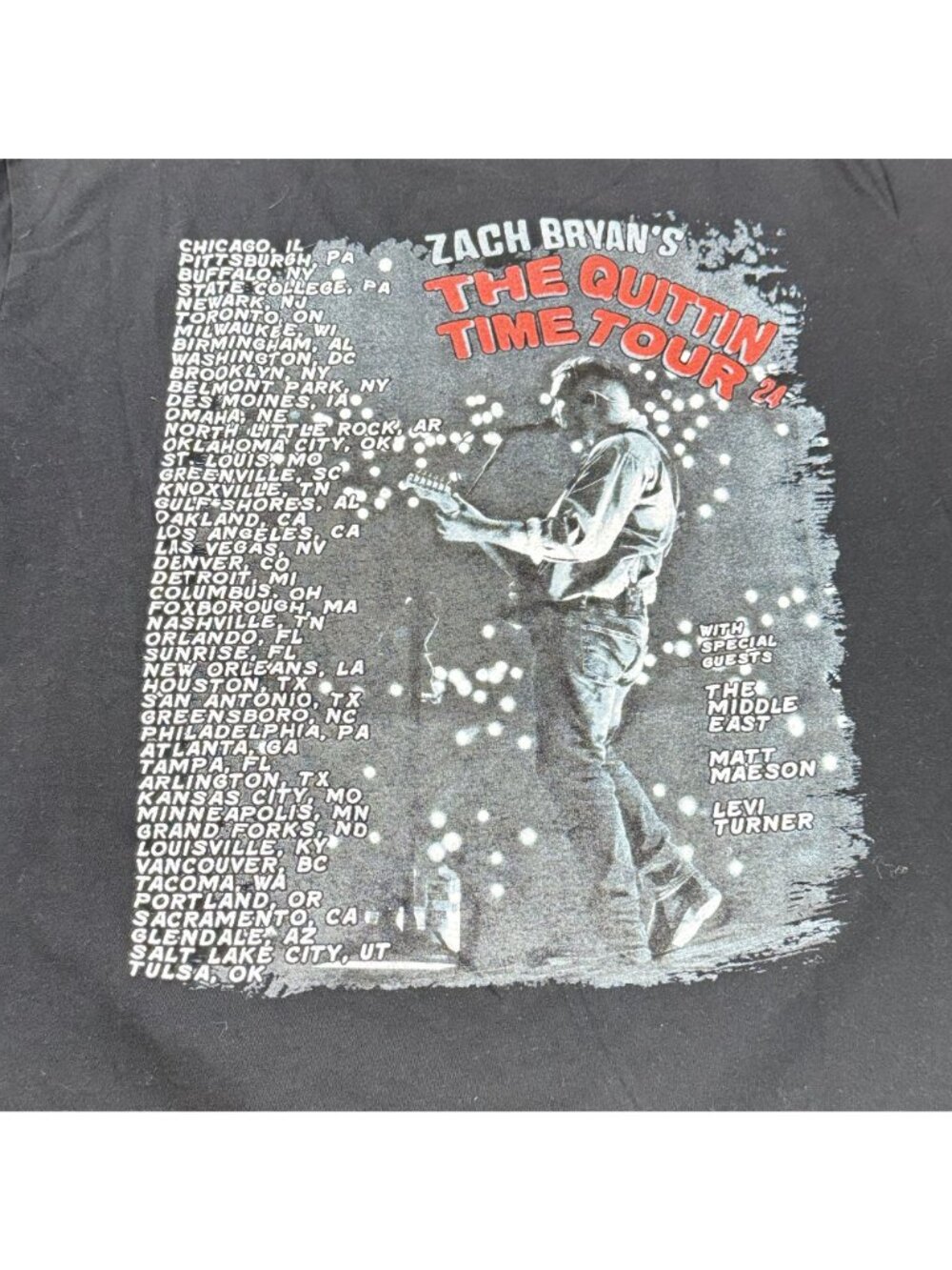 Women’s Zach Bryan The Quittin Time Tour 2024 Graphic Band T Shirt Black L - Picture 4 of 8
